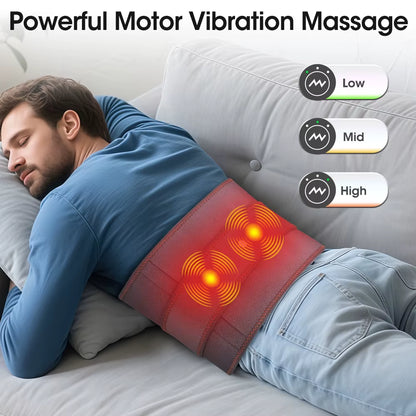 Cordless Electric Heated Waist Abdominal Massager Vibration Massage Lumbar Back Waist Support Brace Belt for Olders Gfit